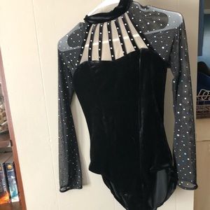 Leotard, half feather skirt, fluff Tulle skirt.